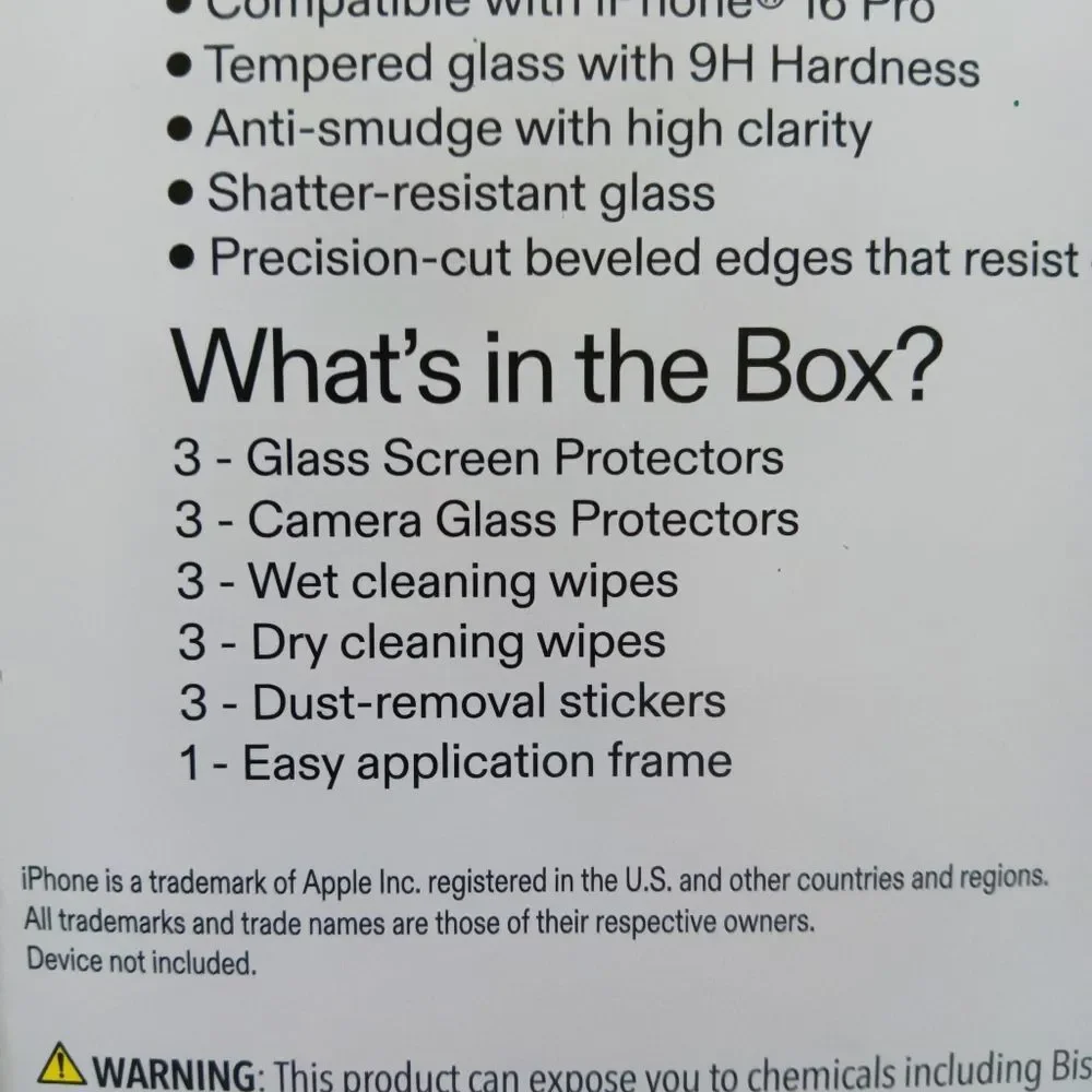 ONN Tempered Glass Screen Protector for iPhone 16 Pro 3 Pack